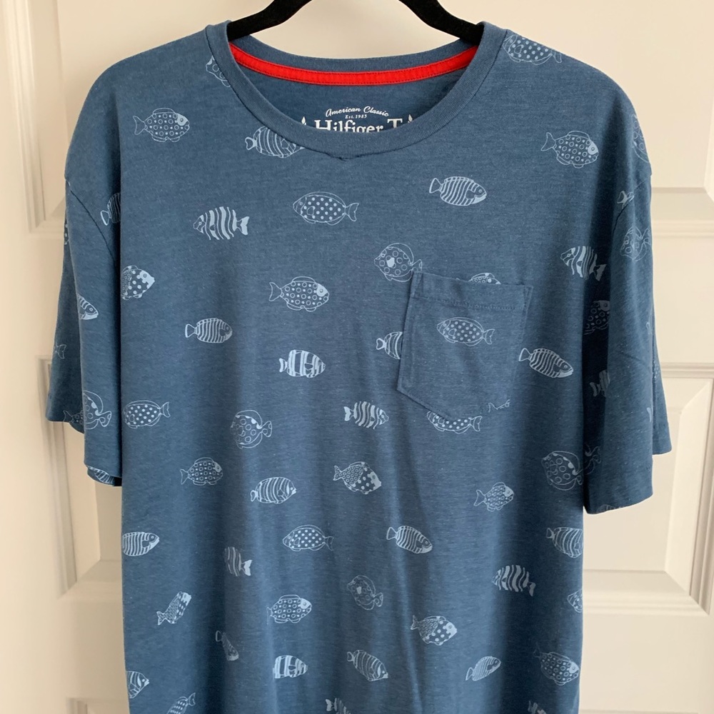 Tommy Hilfiger Short Shirt Blue/Fish Size XL